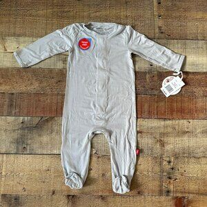 Magnetic Me Baby Footie Pajamas Storm Solid Light Gray Magnetic Fasteners